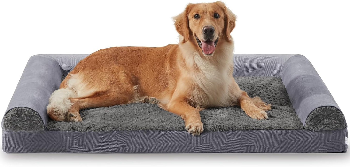 FURTIME Large Dog Bed(89 x 64cm), Orthopedic Memory Foam Dog Beds Sofa with Removable Flannel Cover, Washable Pet Bed, Good for Doberman Pinscher, Sheltie, Border Collie, Australian Herding Dog - Comfort Style