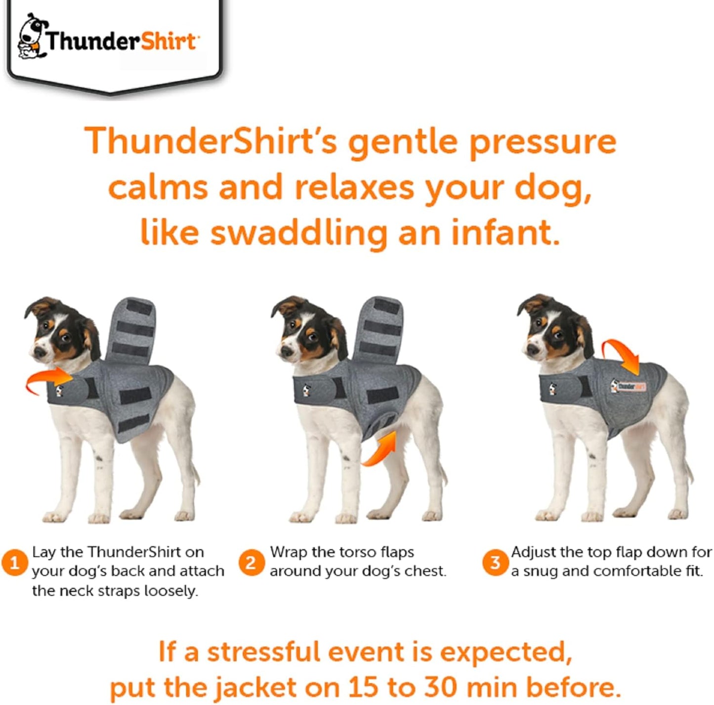 ThunderShirt for Dogs | Calming Jacket for Dogs | Puppy Coats for Small Dogs XS | Dog Anxiety Jacket | Instant Natural Relief for Storms, Fireworks & Separation | Grey Dog Coat | 5 Sizes, Grey, XS