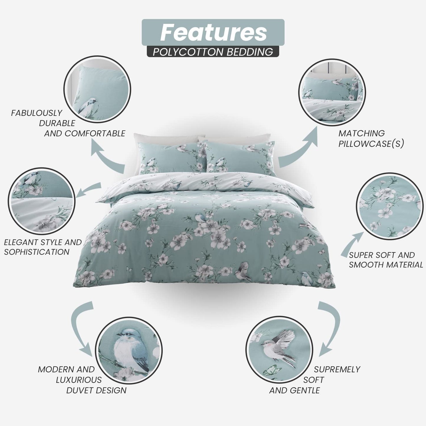 GC GAVENO CAVAILIA Duvet Cover With Pillow Cases - Polycotton Quilt Cover - Bedding Set - Comfort Style