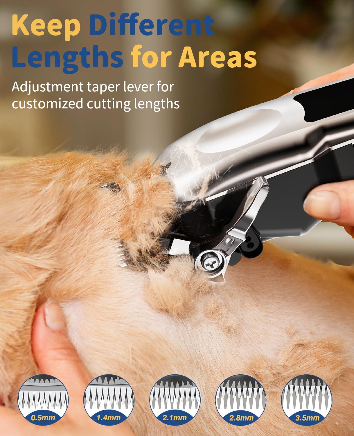Kriogor Professional Dog Clippers for Thick Coats, Low Noise Grooming Clipper Pet Clippers for Dogs, Cordless Dog Timmers with 10 Guide Combs for Pets, Cat, Dogs Shears
