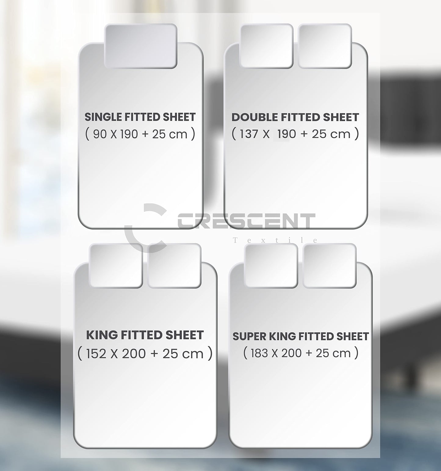 200 Thread Count Hotel Quality Bedding 100% Pure Egyptian Cotton Fitted Sheet - Stretches Up To 25cm Deep