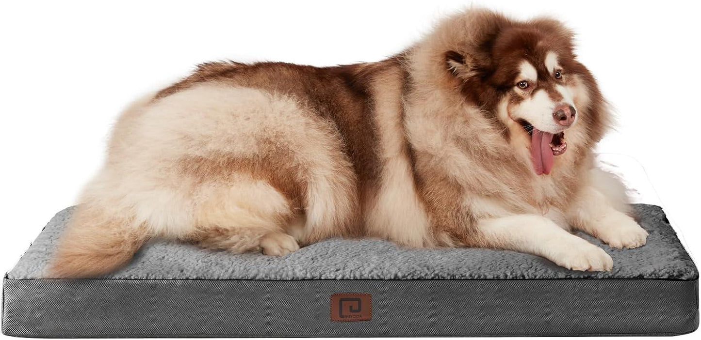 EHEYCIGA Orthopedic Dog Beds Large Mattress with Removable Washable Cover for Crate, Grey, 91x68x9cm - Comfort Style