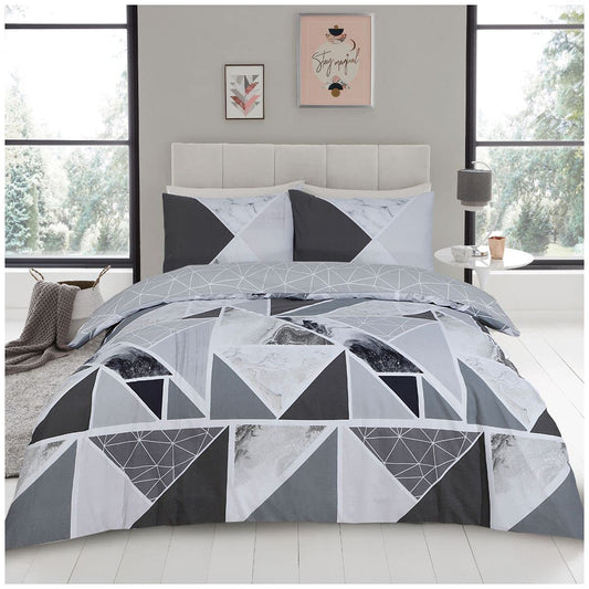 GC GAVENO CAVAILIA Metalic Marble Duvet Cover Sets, Reversible Triangle Bedding Double Bed Set, Washable Quilt Covers - Comfort Style
