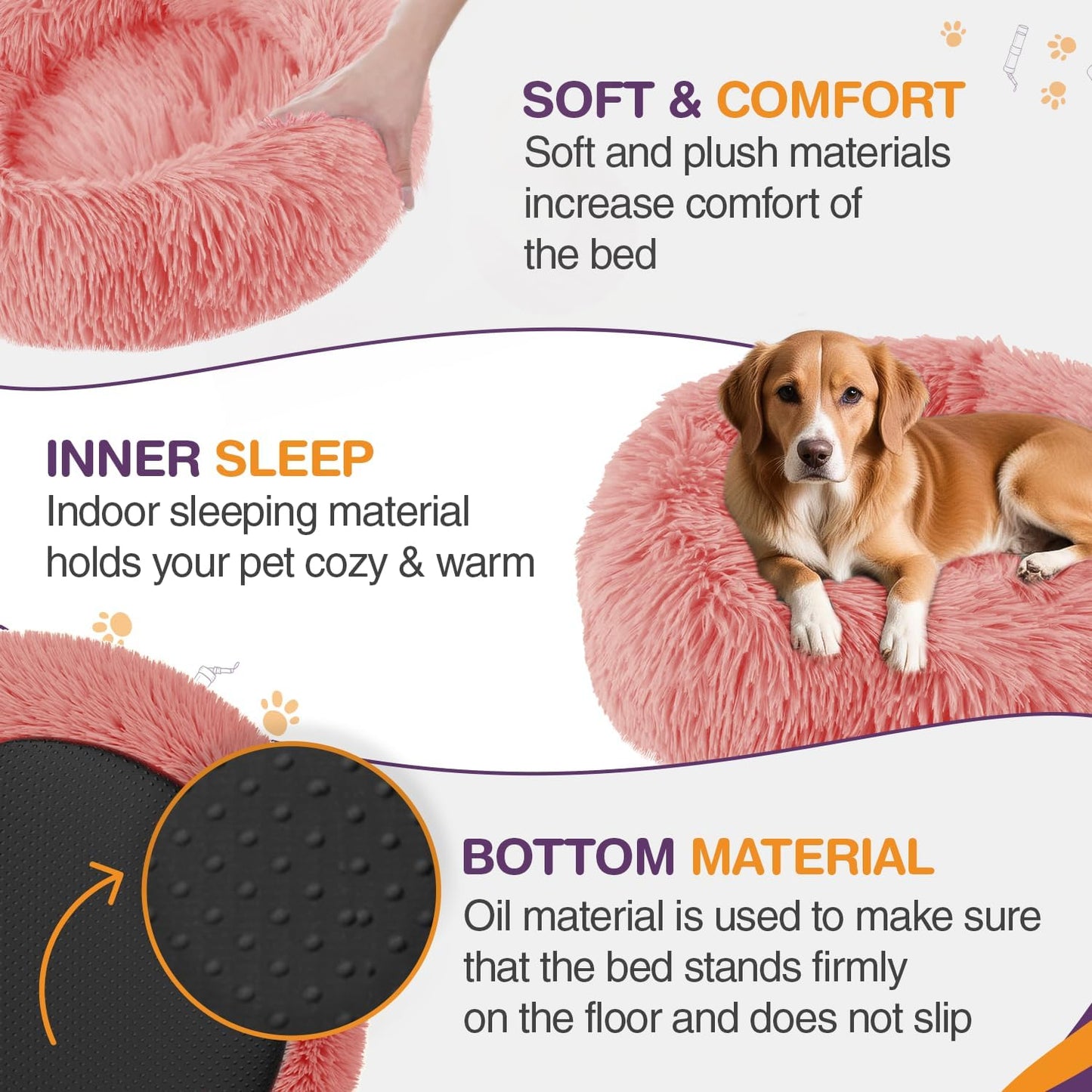 ELYF 50cm Dark Grey Donut Cat Beds for Indoor Cats Clearance, Kitten Bed and Puppy Bed with Anti-Slip Waterproof Bottom, Fluffy Cosy Pet Bedding & Furniture for Small Dog Bed Clearance, Large Cat Bed - Comfort Style