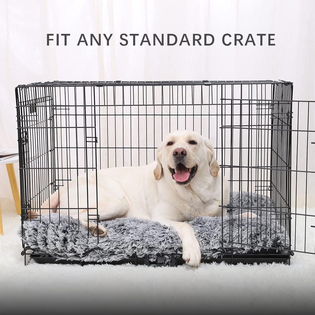 Jaspuriea Large Dog Bed Washable Dog Crate Mattress Calming Fluffy Anti Anxiety Dog Beds Deluxe Plush Dog Mat with Anti-Slip Bottom,90x60x8cm - Comfort Style