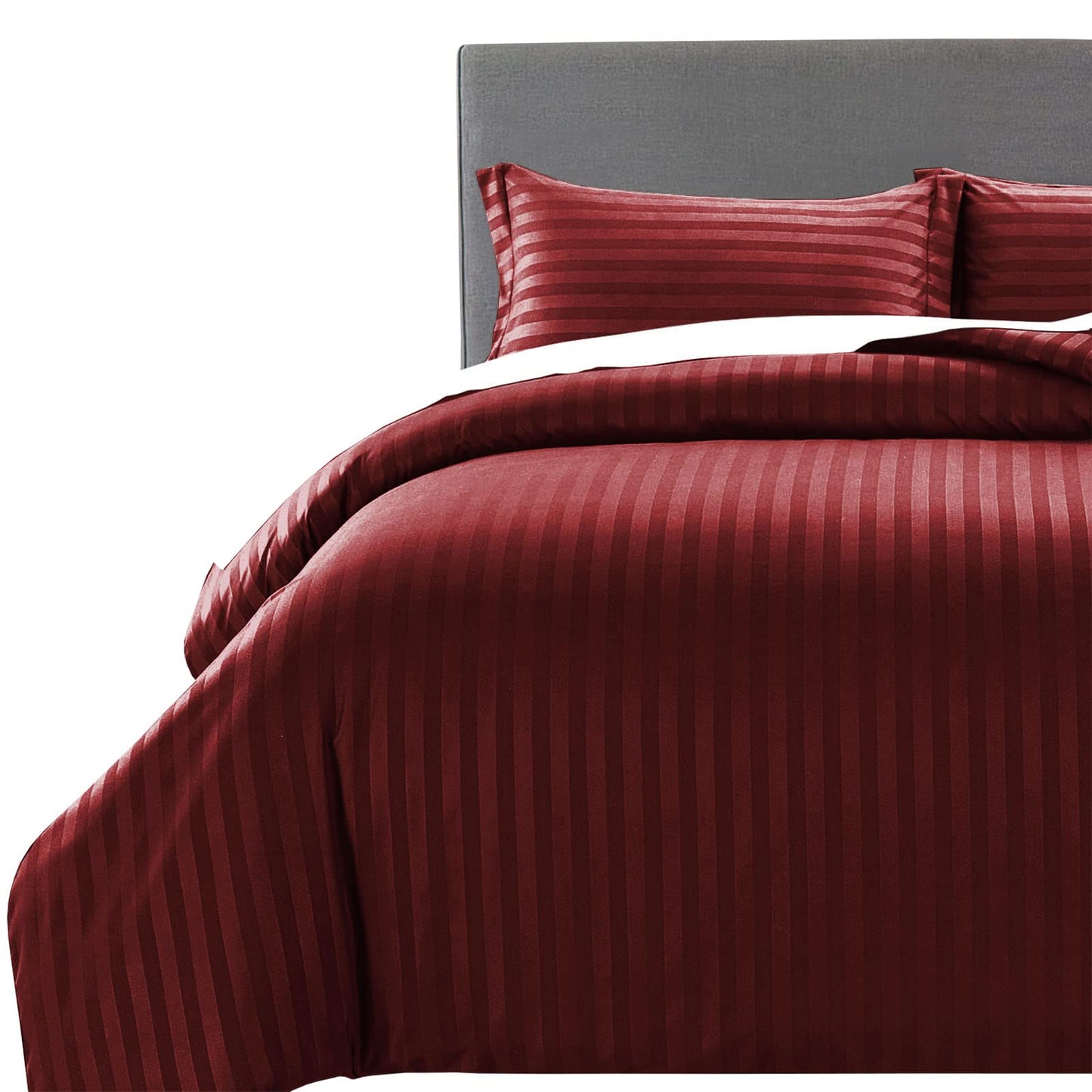 MOONLIGHT20015 Duvet Set Reversible Stripes Satin Double Bedding Set with 2 Pillowcases Soft Hypoallergenic Duvet Cover - Comfort Style