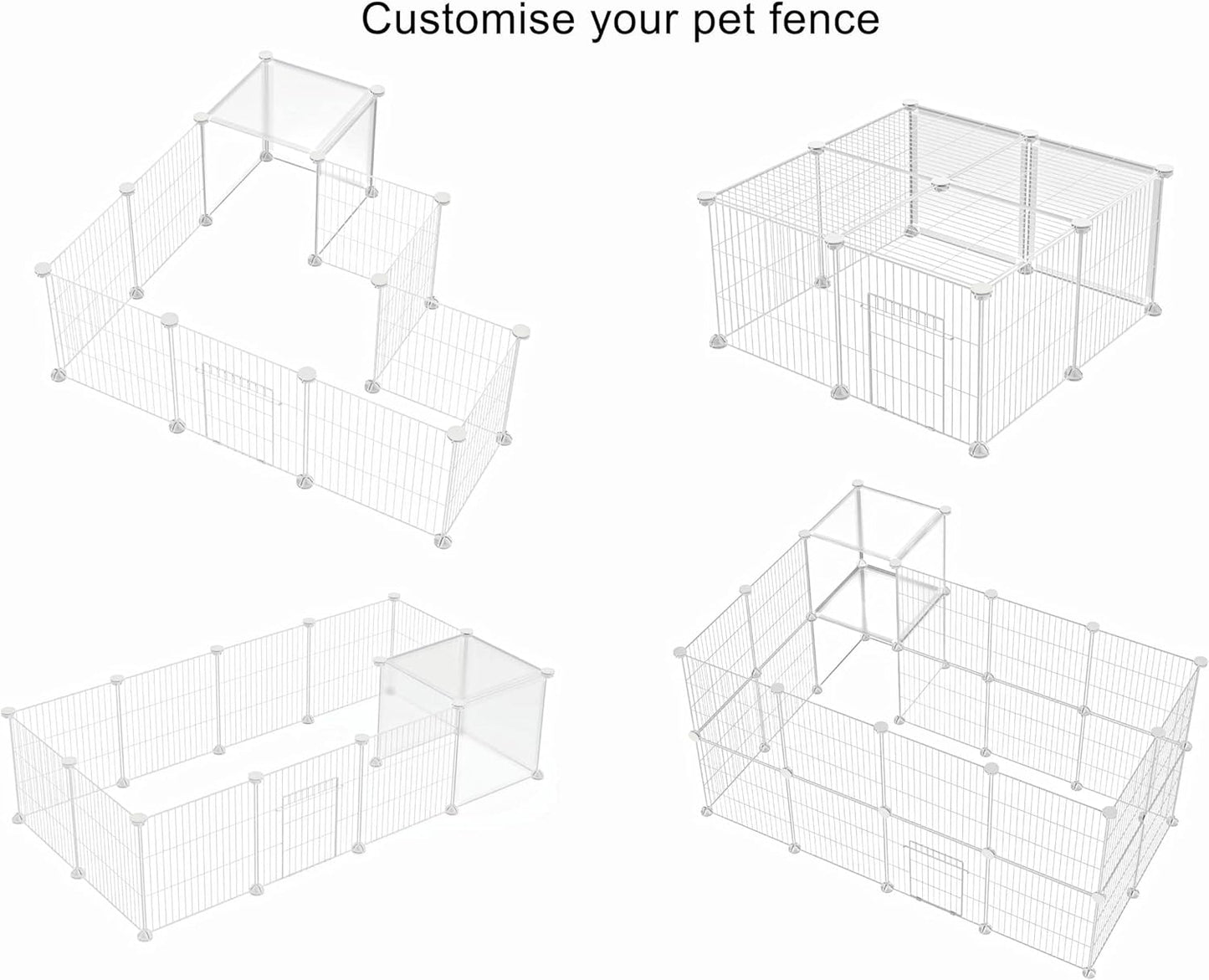HOMIDEC Pet Playpen,Small Animal Cages with Door,Encrypted Wire Mesh 14 Panels Indoor/Outdoor DIY Metal Pet Fence for Puppy,Rabbit,Kitten,Hamster,Guinea Pig,Turtle,Hedgehog.White(140x70x35CM) - Comfort Style