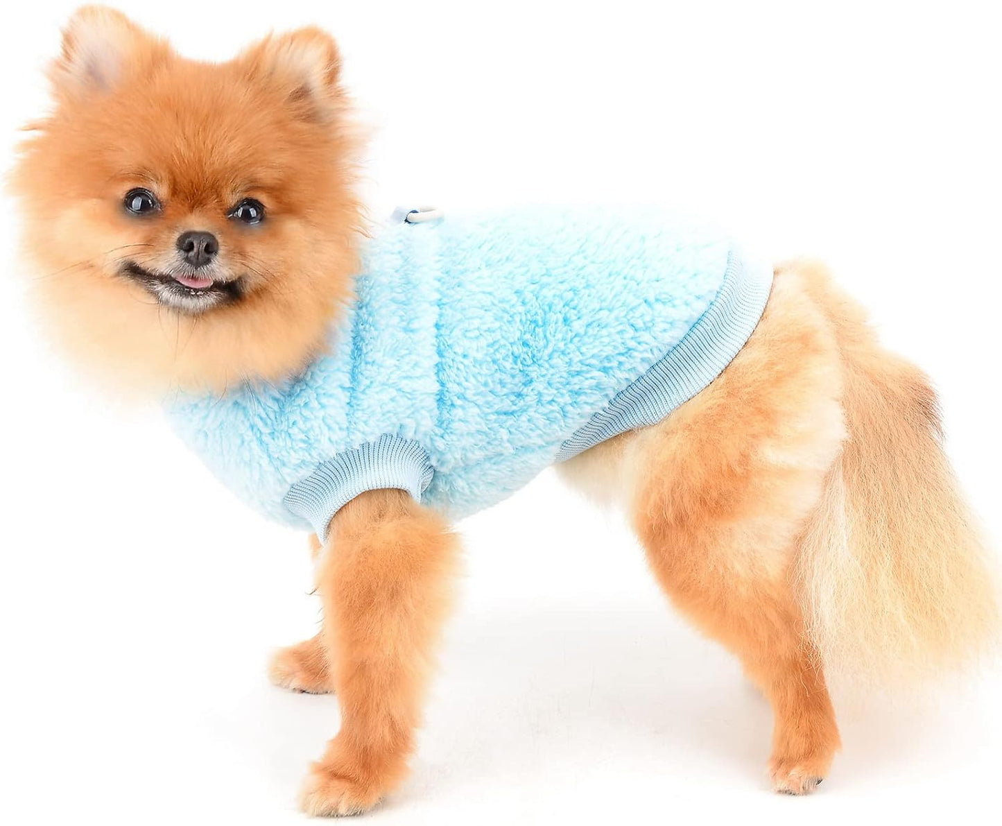 SMALLLEE_LUCKY_STORE Pet Sherpa Fleece Jumper Vest Sweaters Turtleneck Pullover with D-ring Soft Sweatshirt for Small Dogs Cat Puppy Boy Girl Yorkie Chihuahua Warm Fall Winter Clothes,Pink,S - Comfort Style