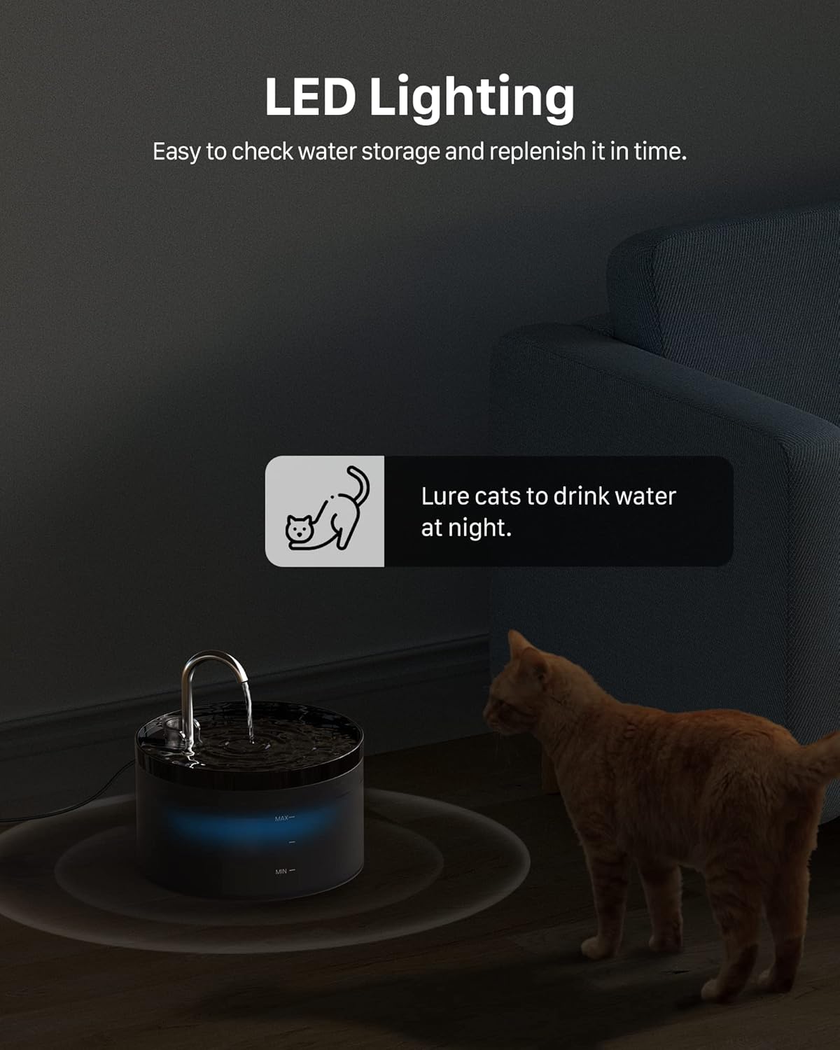 Cat Water Fountain for Drinking: Cat Fountain - 2L Cat Water Fountain - Water Fountain Cat Bowl - Pet Water Fountain - Cat Drinking Fountain - Super Silent - Faucet Shape - Multiple Pets - GIOTOHUN - Comfort Style