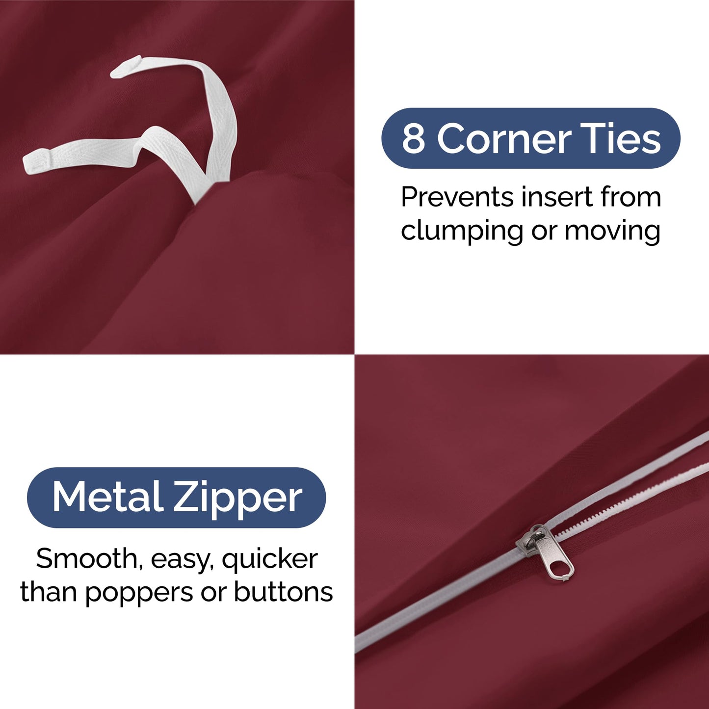Bedding Duvet Quilt Cover Set with 2 Pillowcases - Hotel Quality - Cooling, Wrinkle-Free, Machine Washable with Zipper & Corner Ties - Super Soft Microfibre-Polyester - Comfort Style