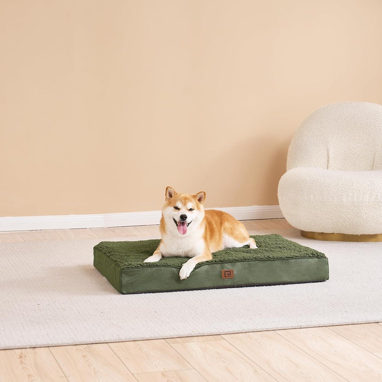 EHEYCIGA Orthopedic Dog Beds Large Mattress with Removable Washable Cover for Crate, Grey, 91x68x9cm - Comfort Style
