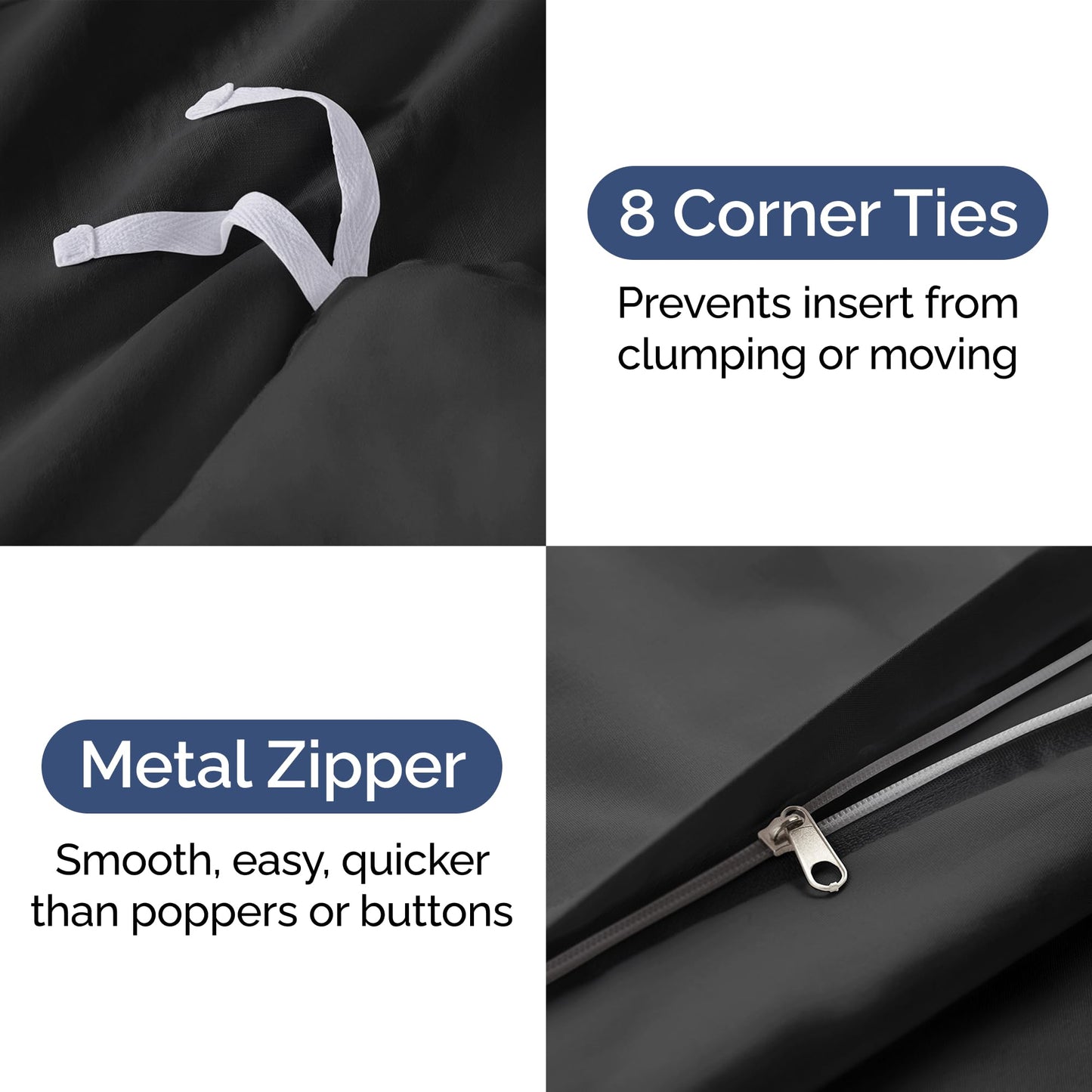 Bedding Duvet Quilt Cover Set with 2 Pillowcases - Hotel Quality - Cooling, Wrinkle-Free, Machine Washable with Zipper & Corner Ties - Super Soft Microfibre-Polyester - Comfort Style