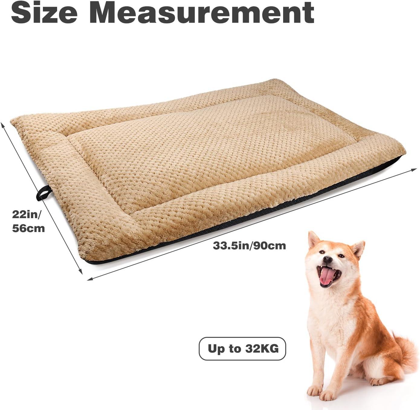 ASIJIA Dog Bed Mat Large 90 x 58CM Washable Fluffy Sherpa Cat Bed Cushion with Anti-Slip Bottom, Warm Pet Dog Crate Mattress for Medium and Large Pets, Grey - Comfort Style