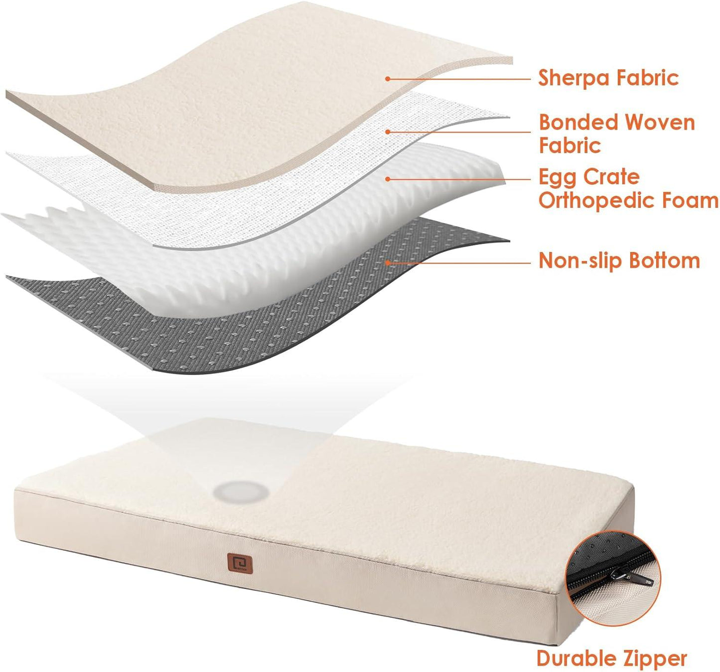 EHEYCIGA Orthopedic Dog Beds Large Mattress with Removable Washable Cover for Crate, Grey, 91x68x9cm - Comfort Style
