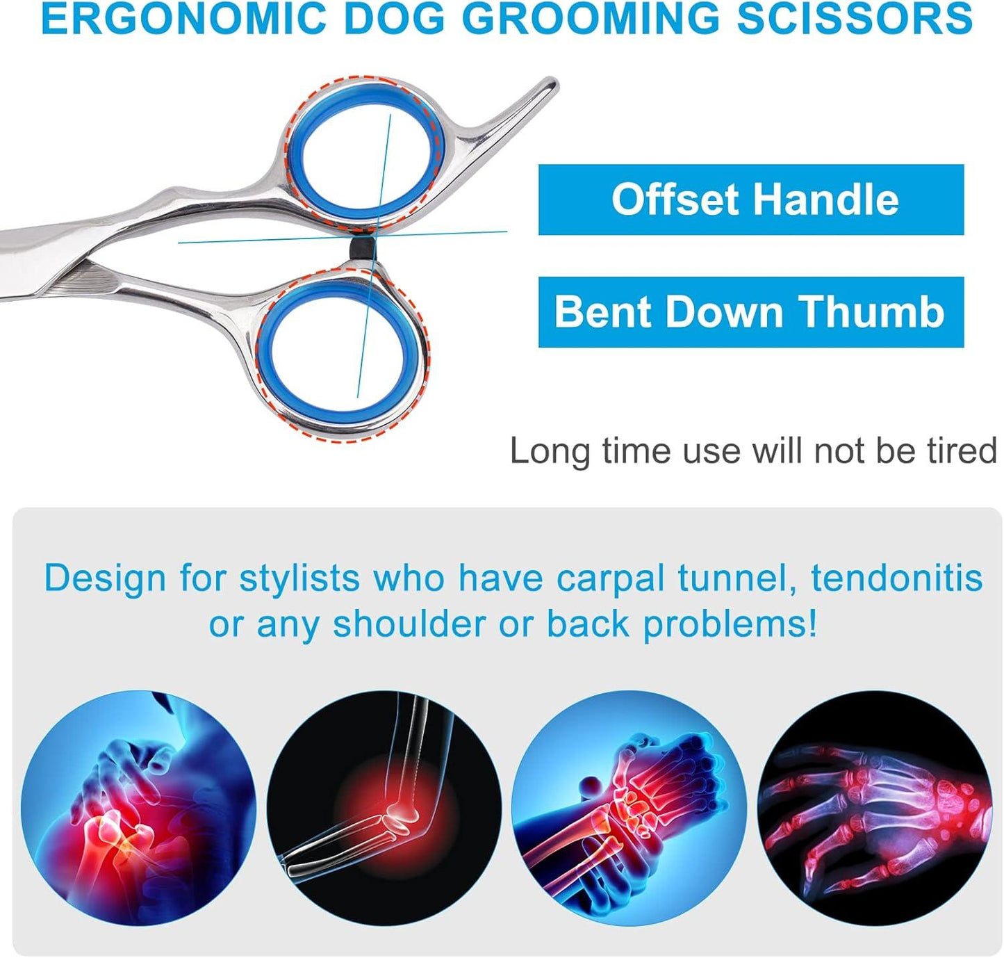 Dog Grooming Scissors with Safety Round Tip, Pet Dog Cat Curved Grooming Shears Scissors, Stainless Steel Pet Grooming Tools (Silver Down Curved Scissor) - Comfort Style