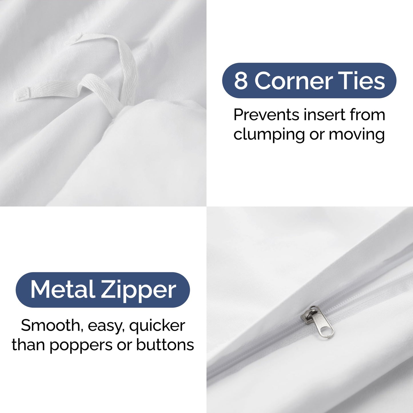 Bedding Duvet Quilt Cover Set with 2 Pillowcases - Hotel Quality - Cooling, Wrinkle-Free, Machine Washable with Zipper & Corner Ties - Super Soft Microfibre-Polyester - Comfort Style