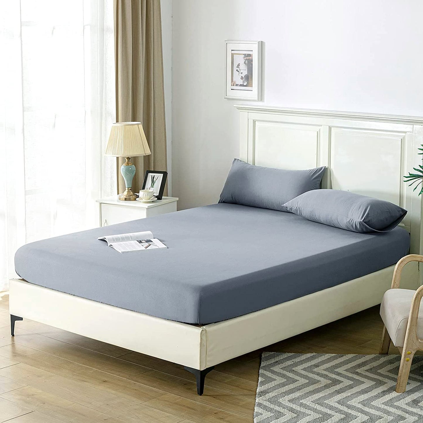Fitted Sheet Bed Sheets 25CM Extra Deep Pocket Soft and Breathable Fitted Bedding Sheets