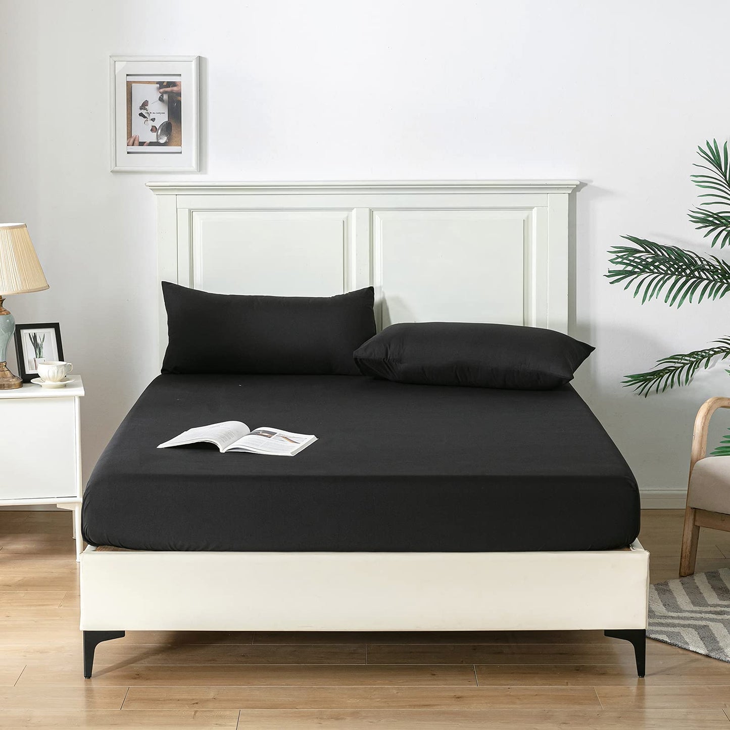 Fitted Sheet Bed Sheets 25CM Extra Deep Pocket Soft and Breathable Fitted Bedding Sheets