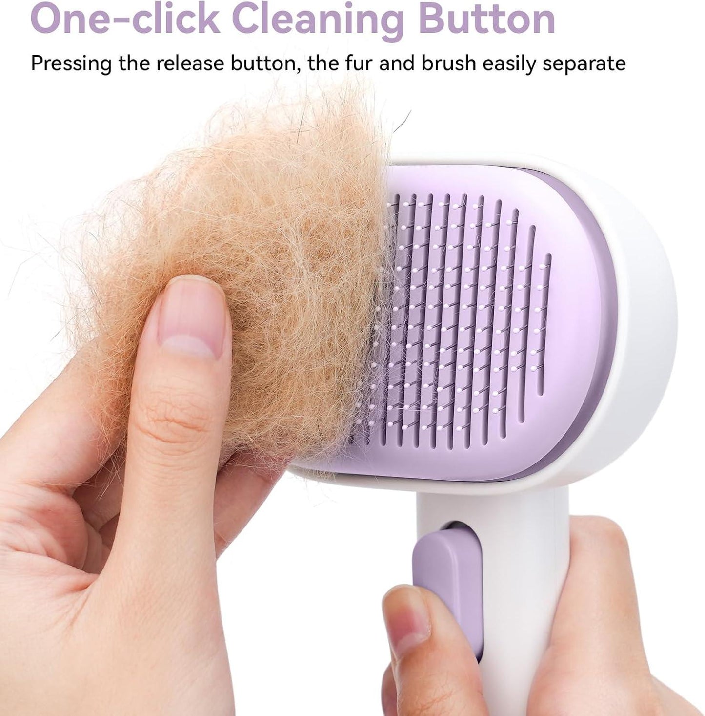 aumuca Cat Brush with Release Button, Cat Grooming Brush for Long or Short Haired Cats, Cat Hair Brush for Shedding Cat Comb for Pets Removing Loose Fur and Massage, White - Comfort Style