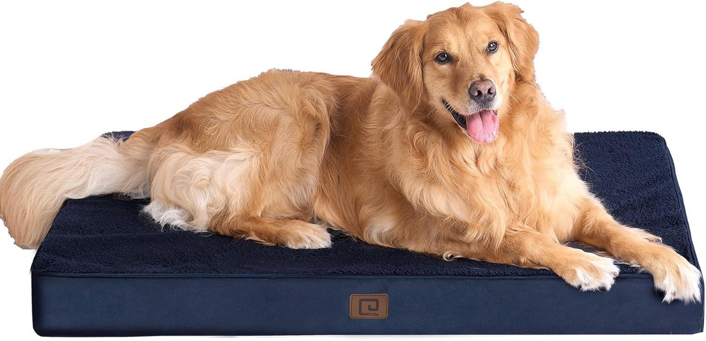 EHEYCIGA Orthopedic Dog Beds Large Mattress with Removable Washable Cover for Crate, Grey, 91x68x9cm - Comfort Style