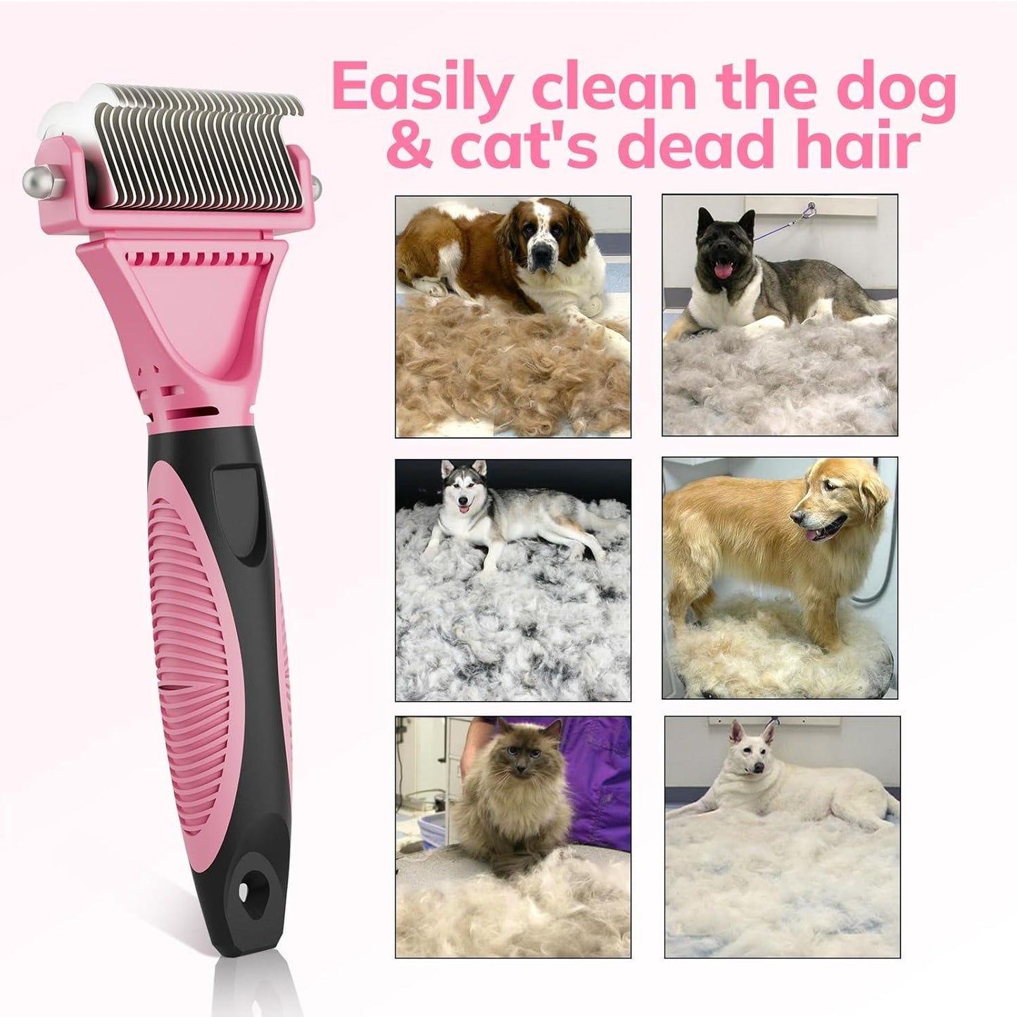 Morpilot Dog Brush Cat Brush Grooming Comb, 23+12 Double Sided Undercoat Rake Dematting Deshedding Tool for Long Hair Pets Cat Dog Slicker Shedding Brushes Efficiently Reduces Hair Loss by up to 90% - Comfort Style