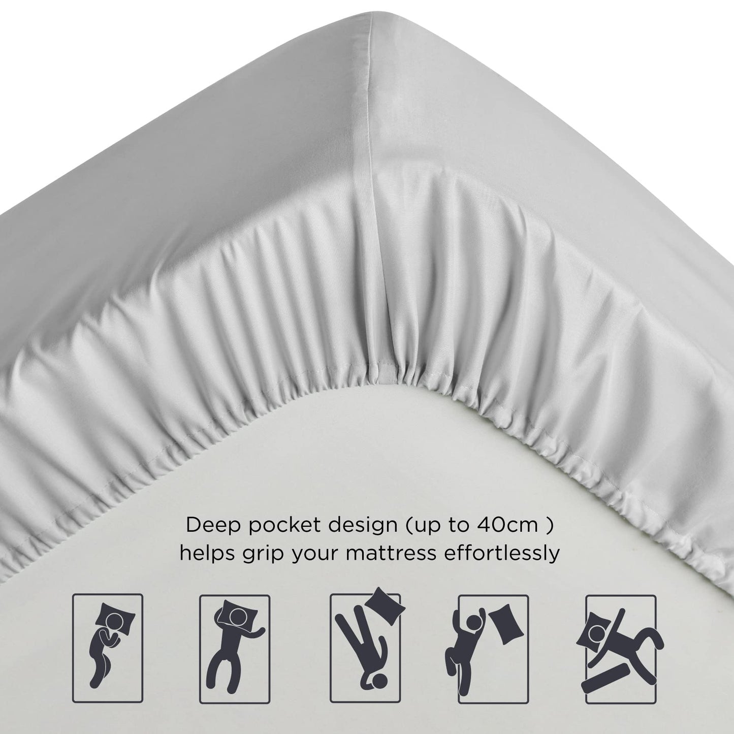 Fitted Sheet Deep - Bed Sheets Extra Deep Pocket 16 inch (40 cm) made of Soft Brushed Microfiber