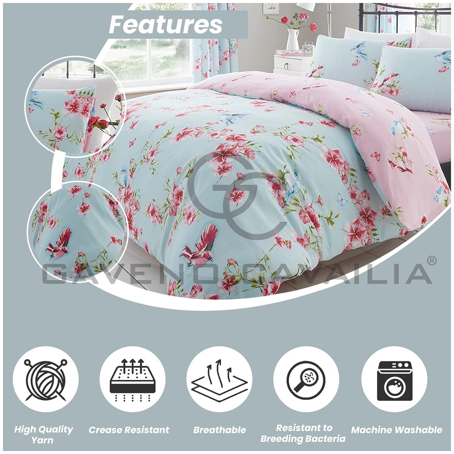 GC GAVENO CAVAILIA Duvet Cover With Pillow Cases - Polycotton Quilt Cover - Bedding Set - Comfort Style