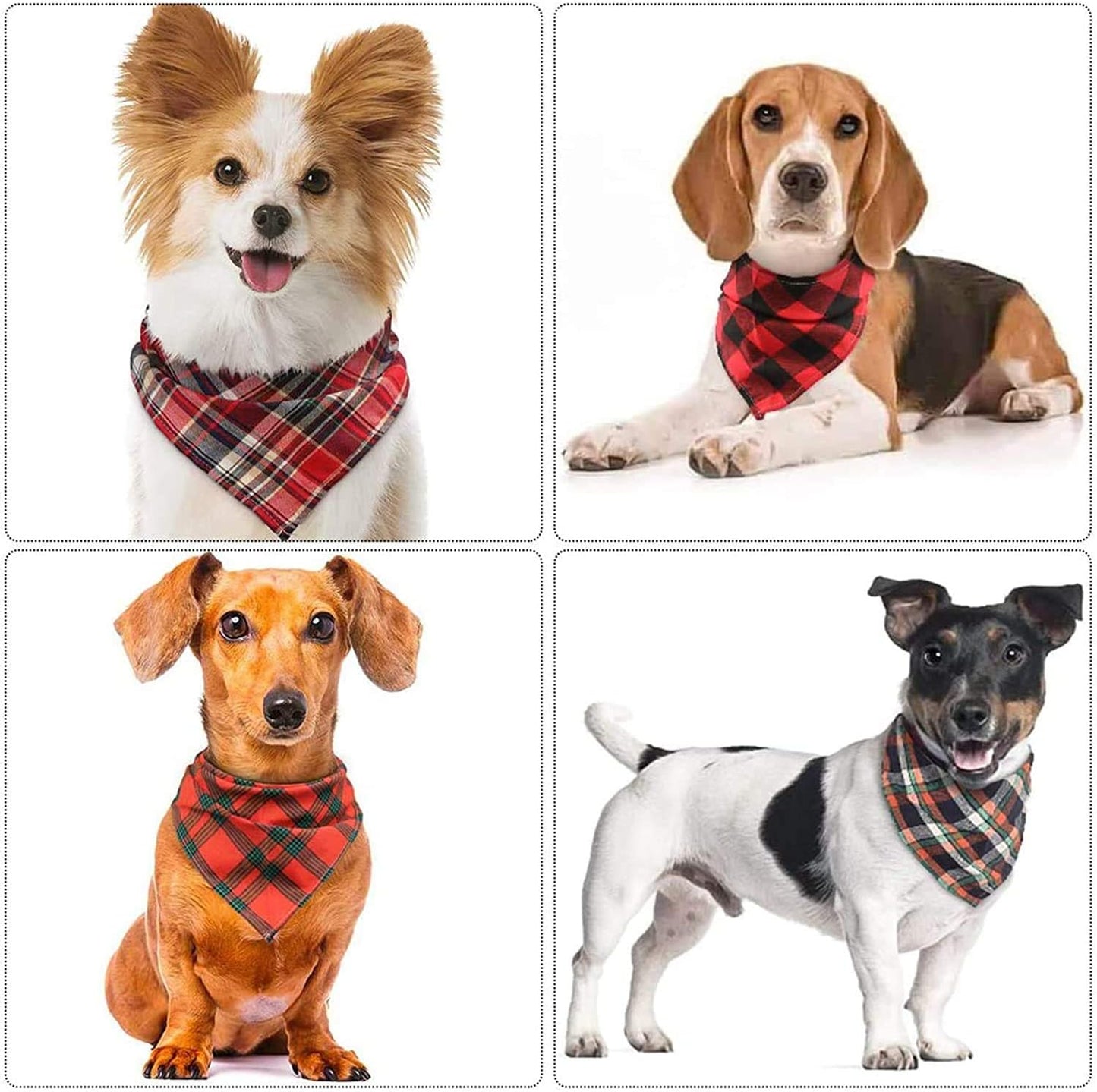 VIPITH, Bandana for Dogs, Pack of 8 Washable Reversible Adjustable Triangle Bibs for Pets and Cats (Random Color)