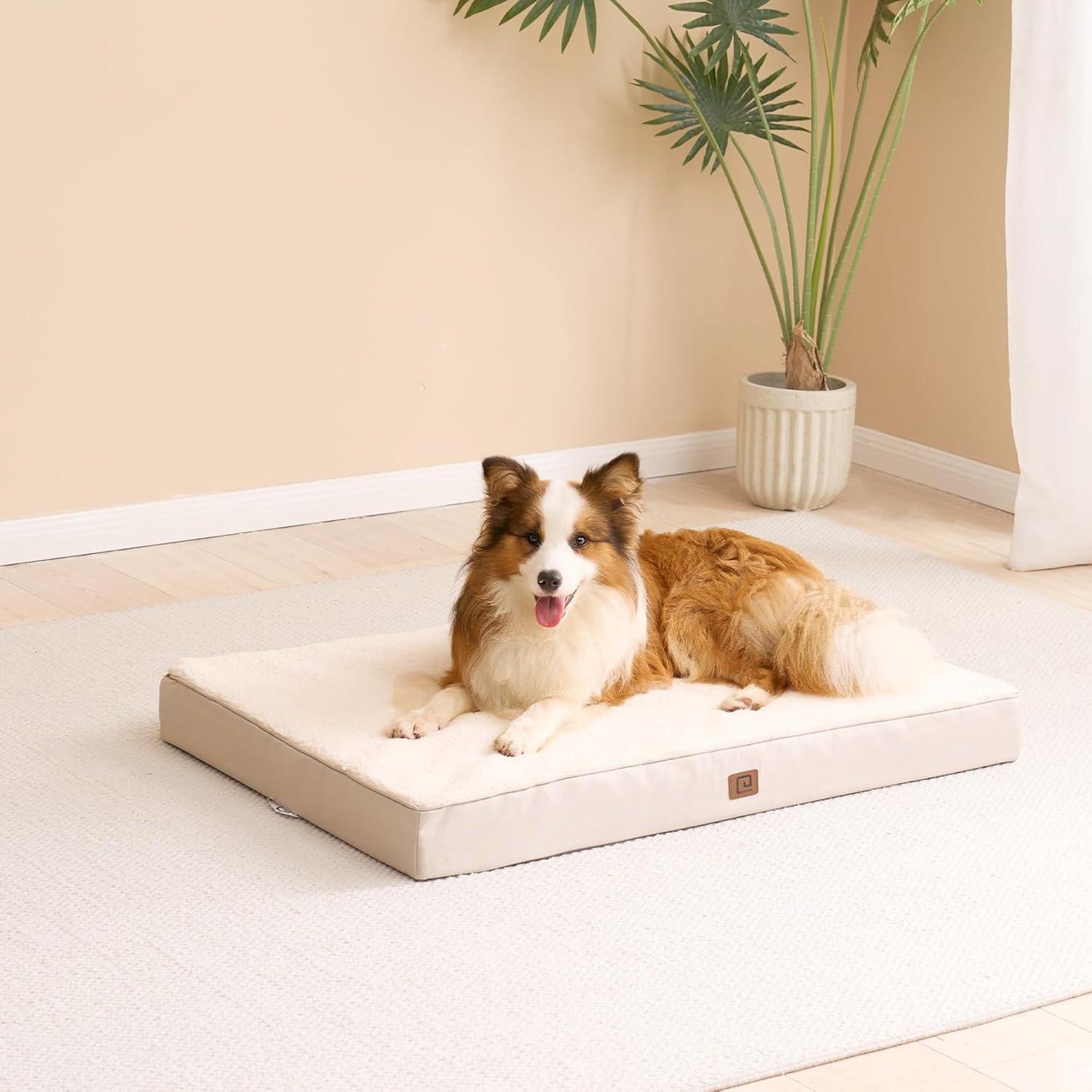 EHEYCIGA Orthopedic Dog Beds Large Mattress with Removable Washable Cover for Crate, Grey, 91x68x9cm - Comfort Style