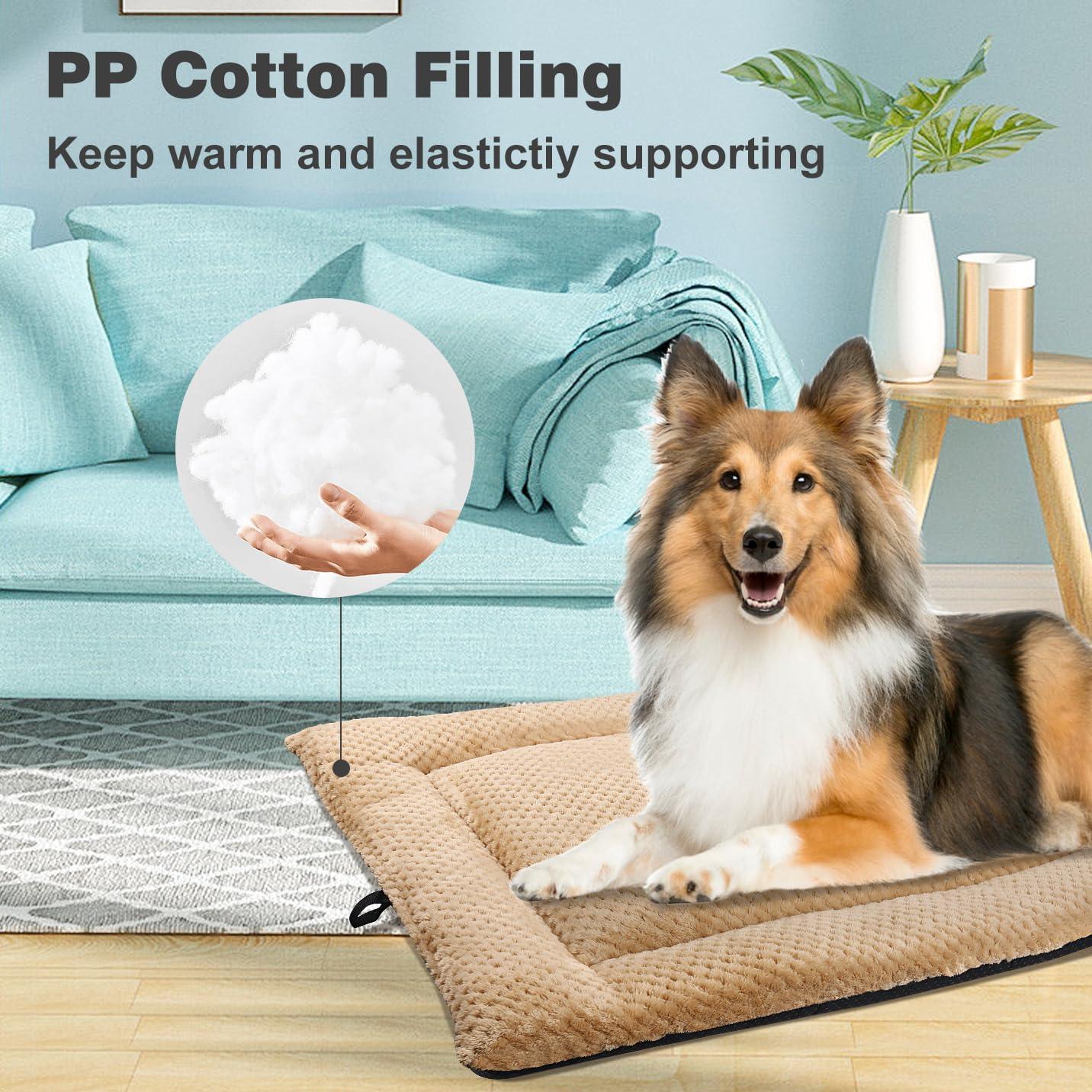 ASIJIA Dog Bed Mat Large 90 x 58CM Washable Fluffy Sherpa Cat Bed Cushion with Anti-Slip Bottom, Warm Pet Dog Crate Mattress for Medium and Large Pets, Grey - Comfort Style