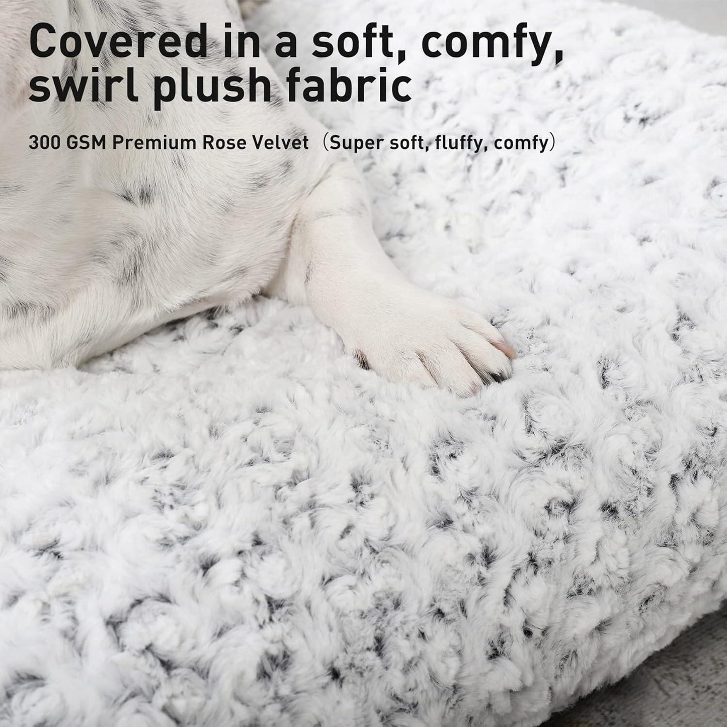 KSIIA Large Dog Bed Washable, Calming Dog Bed, Dog Crate Mattress with Non skid Bottom, Fluffy Anti Anxiety Dog Beds, Pet Beds Pillow Cushion for Dog, Dark Grey, 90x60x8cm - Comfort Style