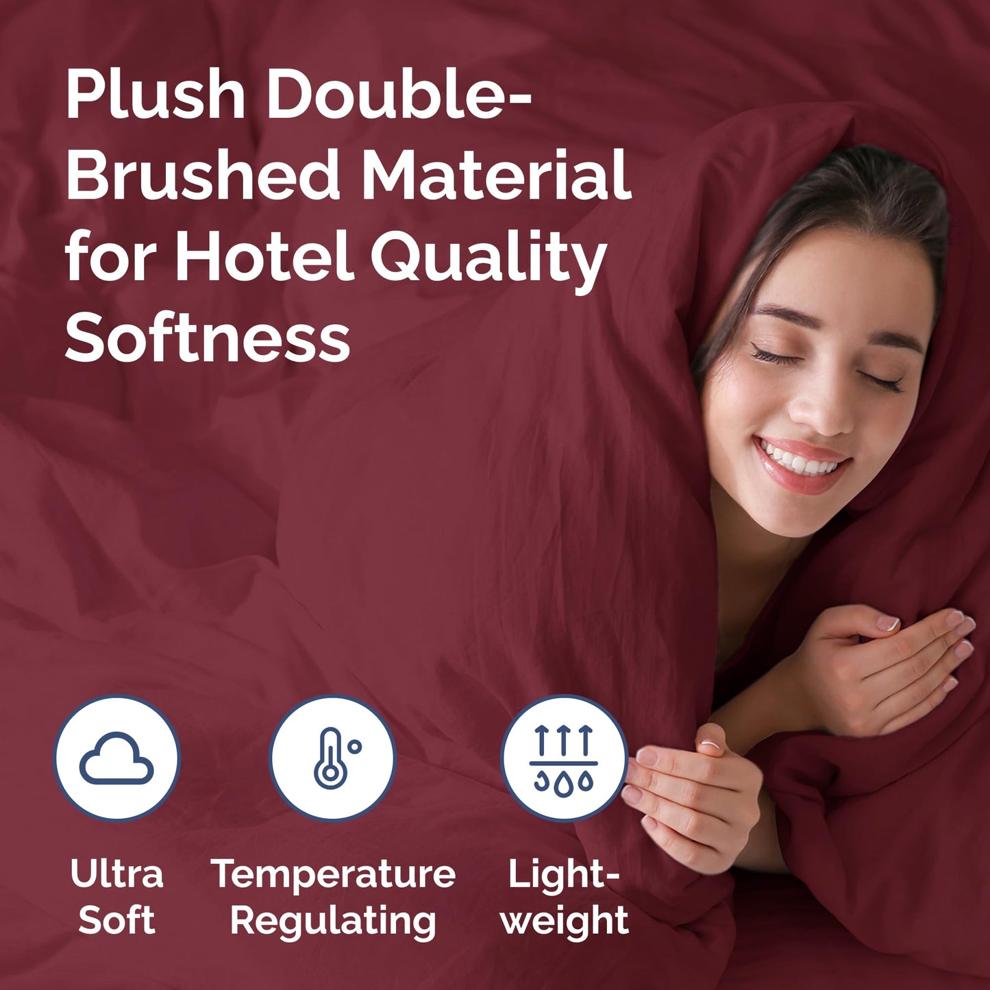 Bedding Duvet Quilt Cover Set with 2 Pillowcases - Hotel Quality - Cooling, Wrinkle-Free, Machine Washable with Zipper & Corner Ties - Super Soft Microfibre-Polyester - Comfort Style