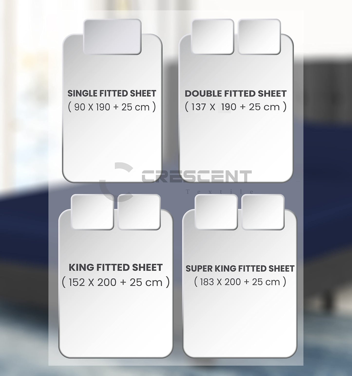 200 Thread Count Hotel Quality Bedding 100% Pure Egyptian Cotton Fitted Sheet - Stretches Up To 25cm Deep
