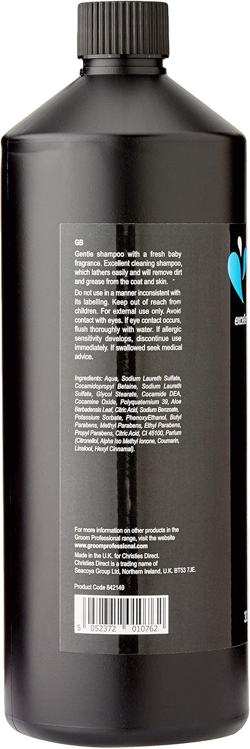 GROOM PROFESSIONAL Baby Fresh Dog Shampoo - Soothing Baby Powder Dog Shampoo - Gentle for Sensitive or Itchy Skin - Removes Dandruff & Smelly Puppy Odours, w/Aloe Vera to Help Itching Relief, 1L