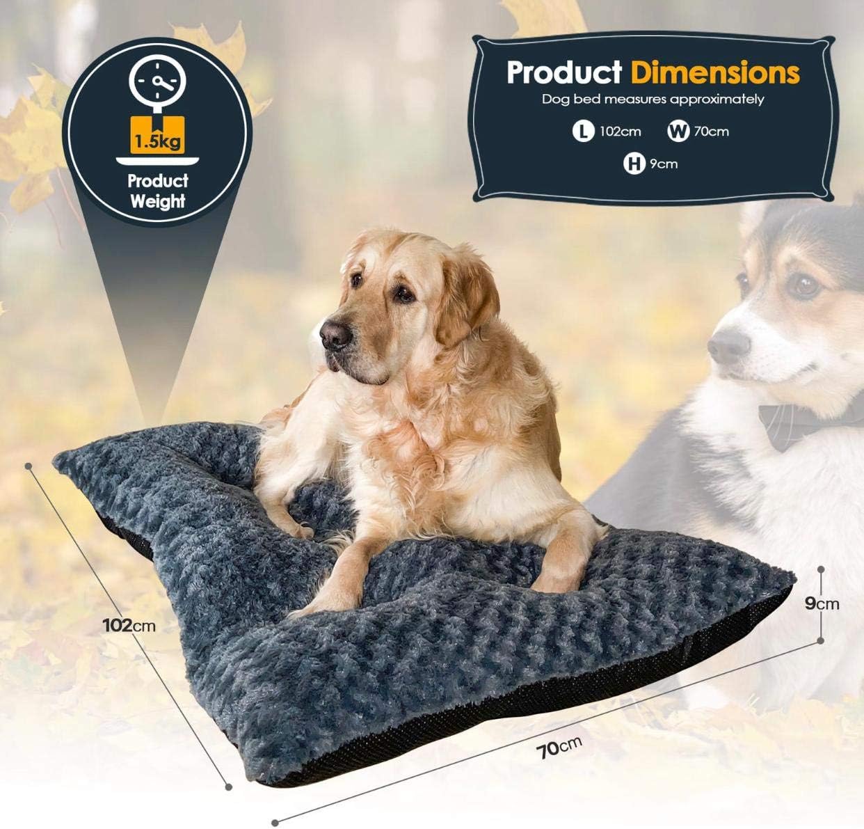 Victoria & Carter Large Dog Bed (102 x 70cm) Ultra Soft Pet Bed, Premium Plush Mattress Cushion For Medium Or Large Size Pets, Can Be Used For Dog Crate. Machine Wash & Dryer Friendly. (Light Grey) - Comfort Style