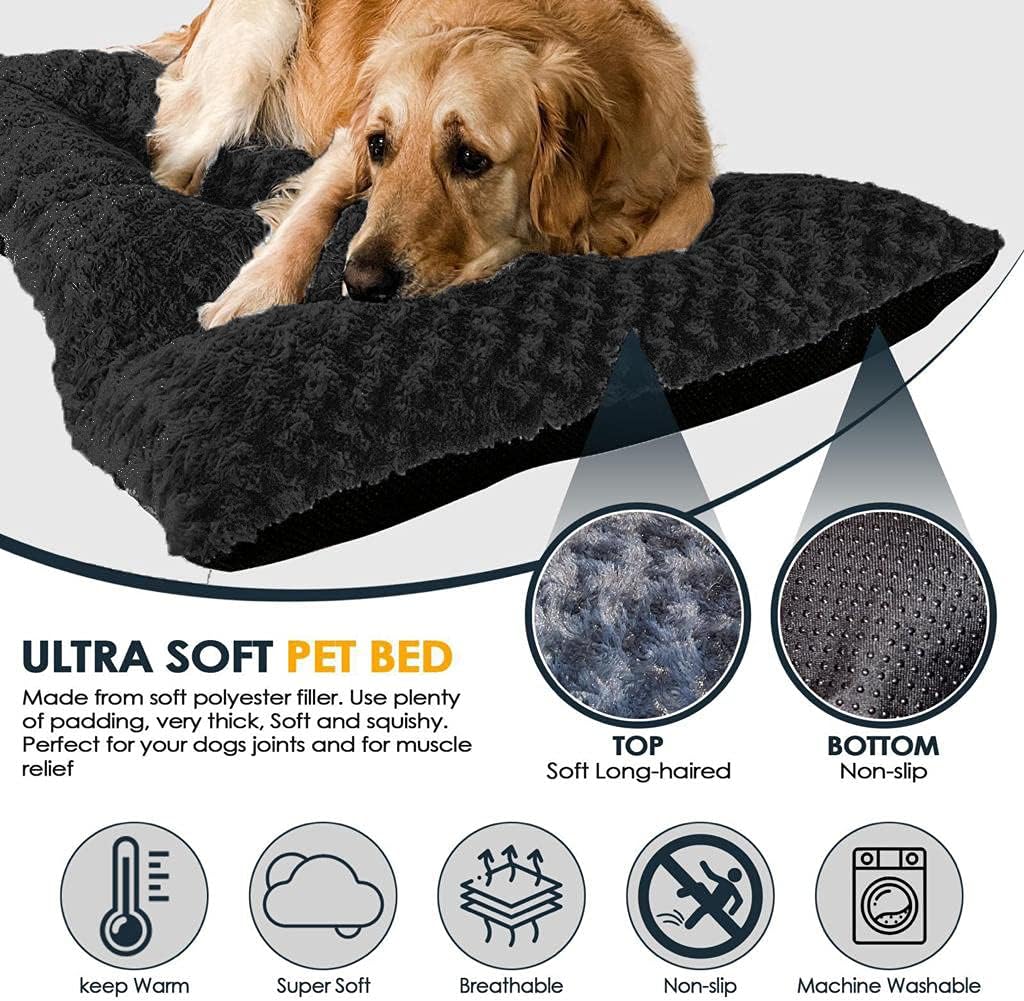 Victoria & Carter Large Dog Bed (102 x 70cm) Ultra Soft Pet Bed, Premium Plush Mattress Cushion For Medium Or Large Size Pets, Can Be Used For Dog Crate. Machine Wash & Dryer Friendly. (Light Grey) - Comfort Style