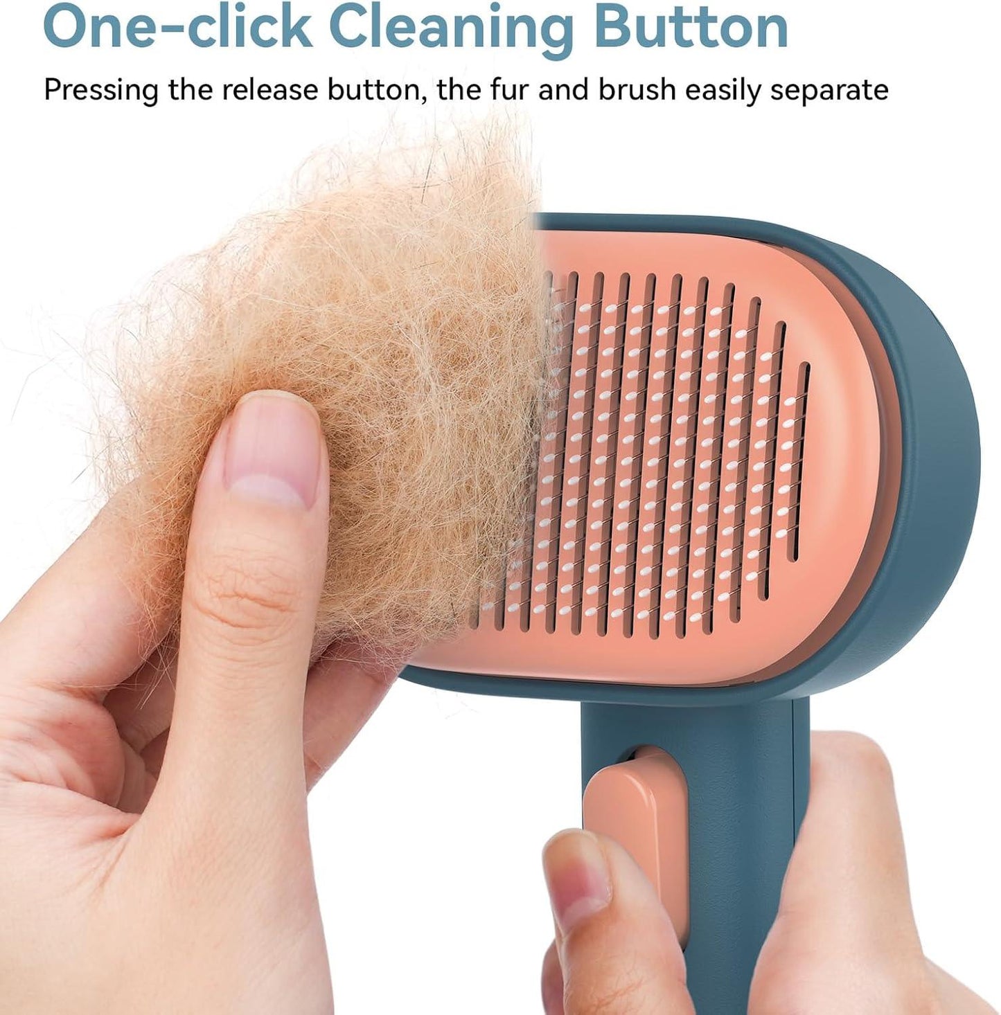 aumuca Cat Brush with Release Button, Cat Grooming Brush for Long or Short Haired Cats, Cat Hair Brush for Shedding Cat Comb for Pets Removing Loose Fur and Massage, White - Comfort Style