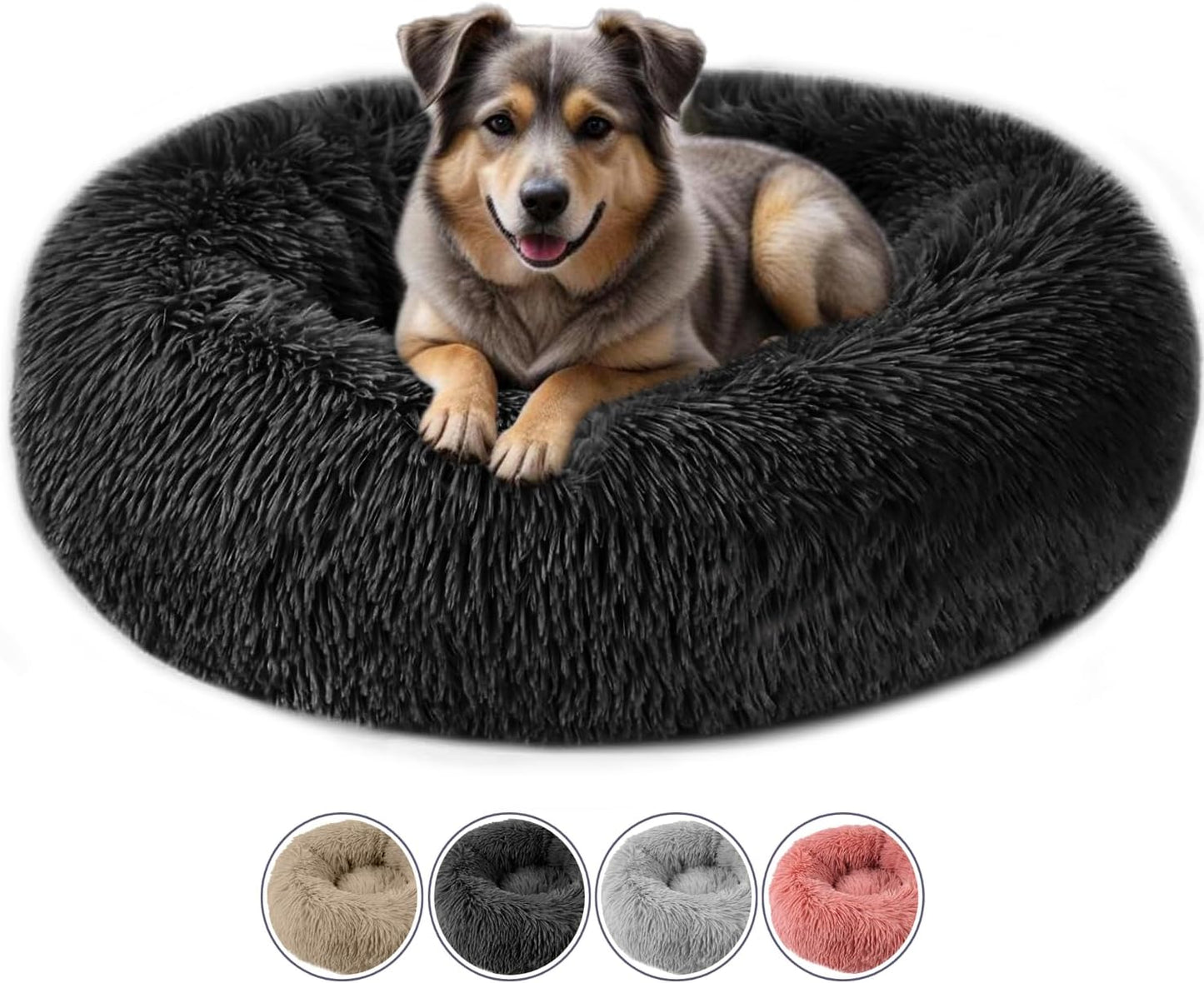 ELYF 50cm Dark Grey Donut Cat Beds for Indoor Cats Clearance, Kitten Bed and Puppy Bed with Anti-Slip Waterproof Bottom, Fluffy Cosy Pet Bedding & Furniture for Small Dog Bed Clearance, Large Cat Bed - Comfort Style