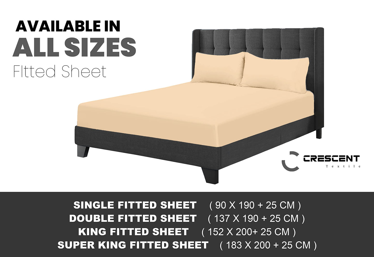 200 Thread Count Hotel Quality Bedding 100% Pure Egyptian Cotton Fitted Sheet - Stretches Up To 25cm Deep