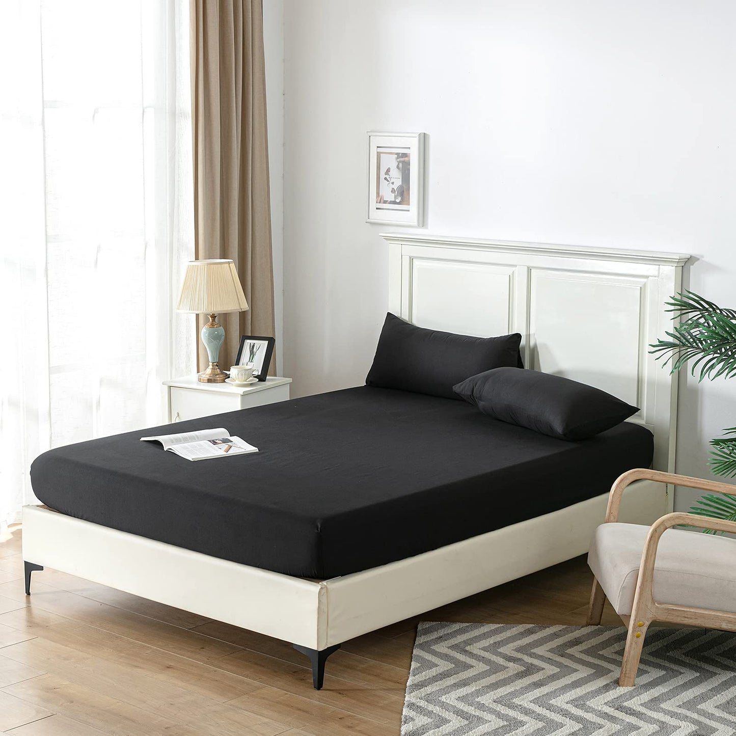 Fitted Sheet Bed Sheets 25CM Extra Deep Pocket Soft and Breathable Fitted Bedding Sheets