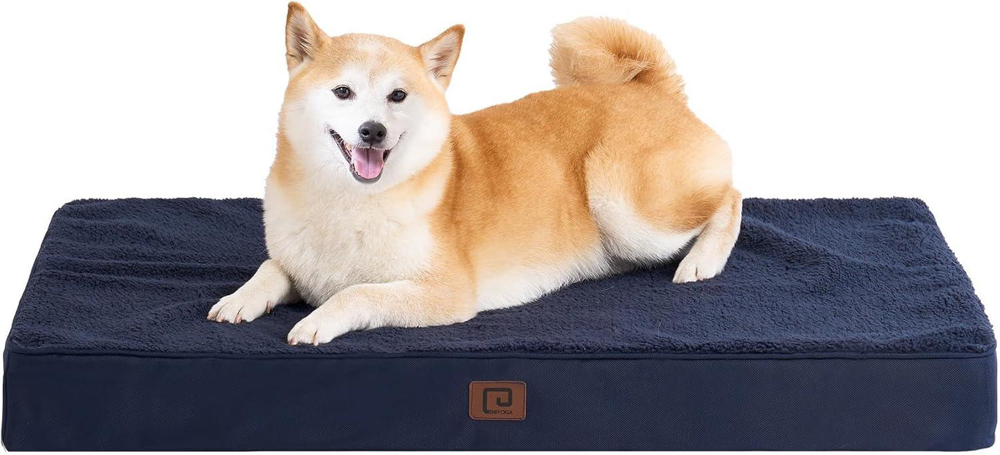 EHEYCIGA Orthopedic Dog Beds Large Mattress with Removable Washable Cover for Crate, Grey, 91x68x9cm - Comfort Style