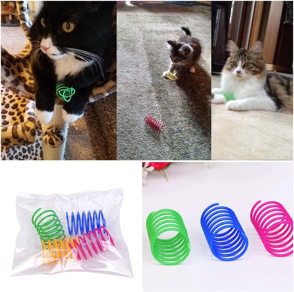 Andiker Cat Spring 12pcs, Cat Interactive Toy to Kill Time and Keep Fit Colorful Creative Toy Durable Soft Cat Activity Toy for Swatting, Biting, Hunting Kitten Toys - Comfort Style