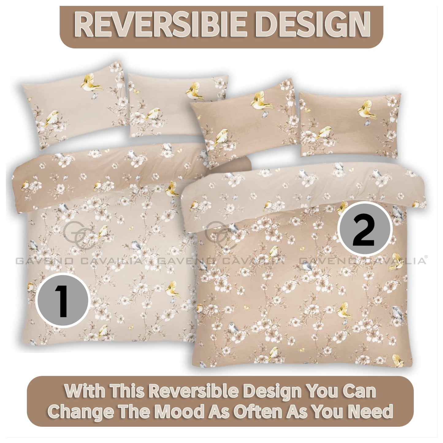 GC GAVENO CAVAILIA Duvet Cover With Pillow Cases - Polycotton Quilt Cover - Bedding Set - Comfort Style