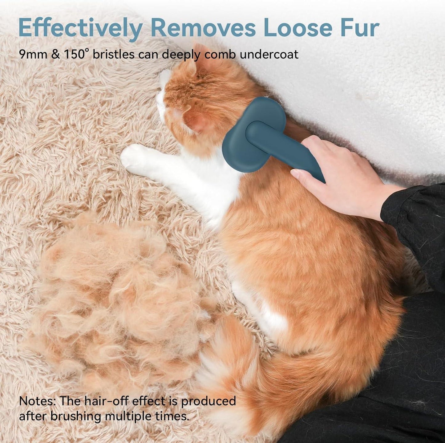 aumuca Cat Brush with Release Button, Cat Grooming Brush for Long or Short Haired Cats, Cat Hair Brush for Shedding Cat Comb for Pets Removing Loose Fur and Massage, White - Comfort Style
