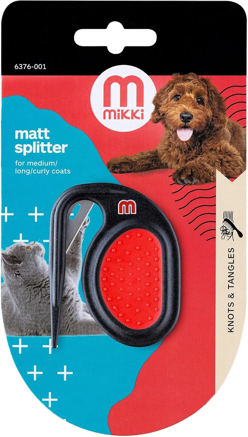 Mikki Dog, Puppy, Cat Matt Splitter - Dematting and Detangler Tool - Removes Knots and Matts - Comfort Style
