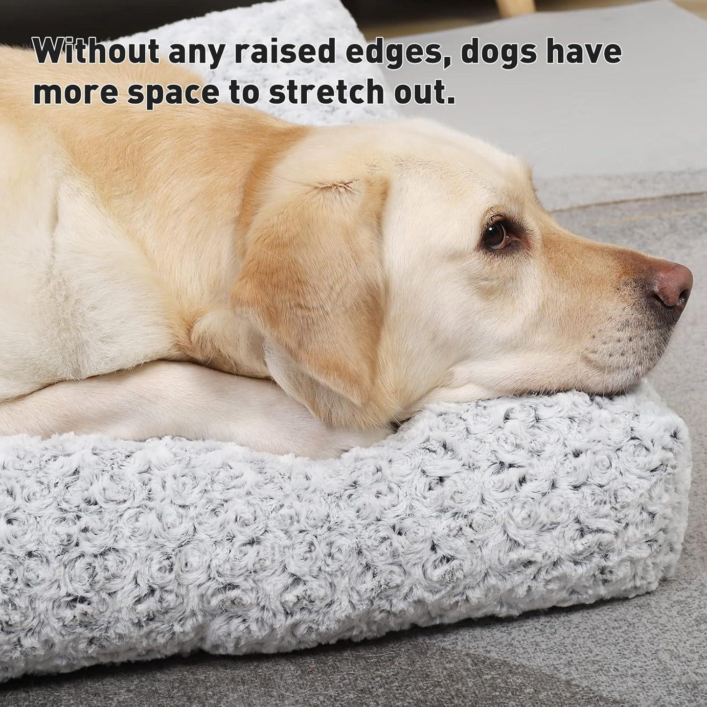 KSIIA Large Dog Bed Washable, Calming Dog Bed, Dog Crate Mattress with Non skid Bottom, Fluffy Anti Anxiety Dog Beds, Pet Beds Pillow Cushion for Dog, Dark Grey, 90x60x8cm - Comfort Style