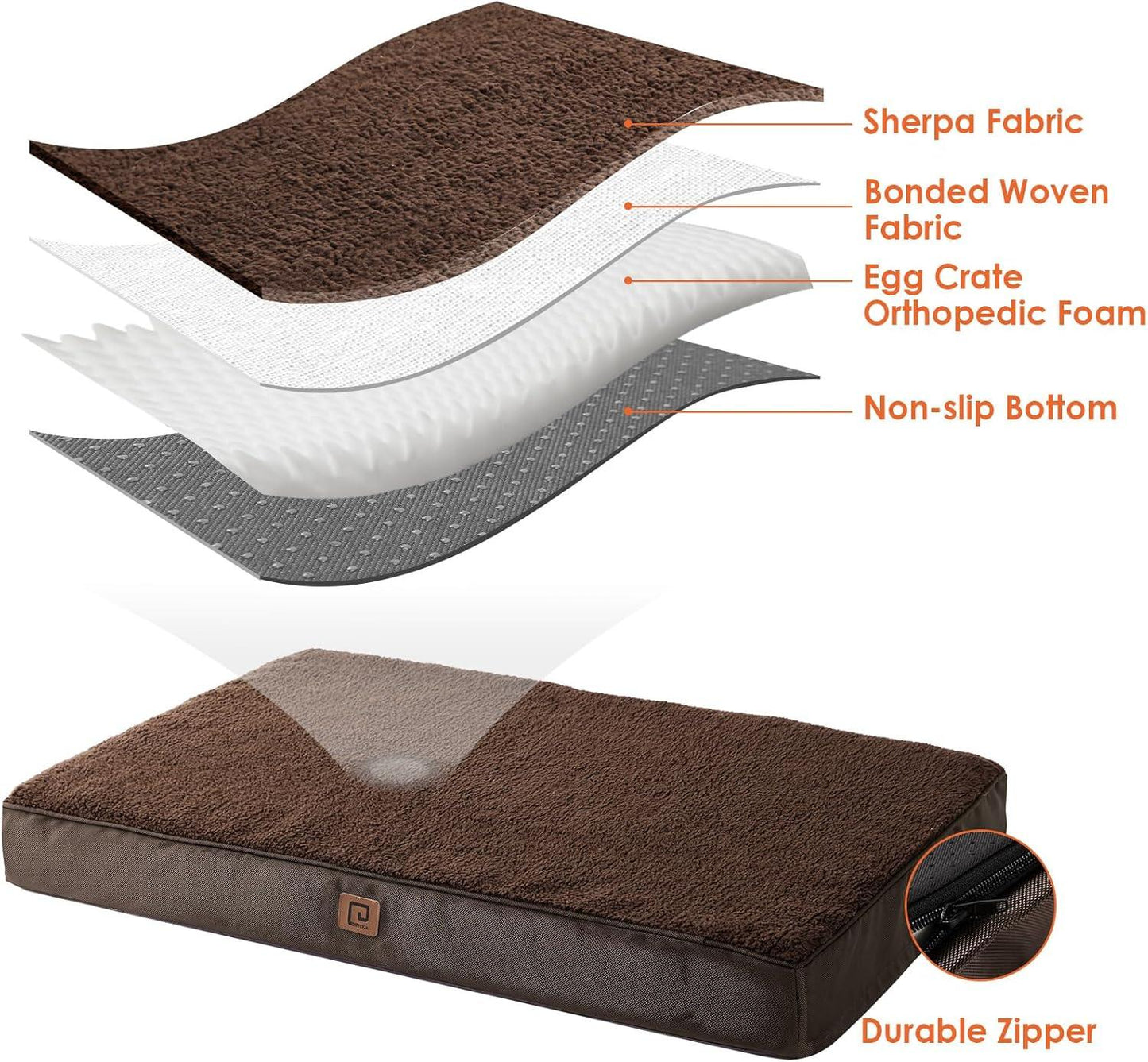 EHEYCIGA Orthopedic Dog Beds Large Mattress with Removable Washable Cover for Crate, Grey, 91x68x9cm - Comfort Style