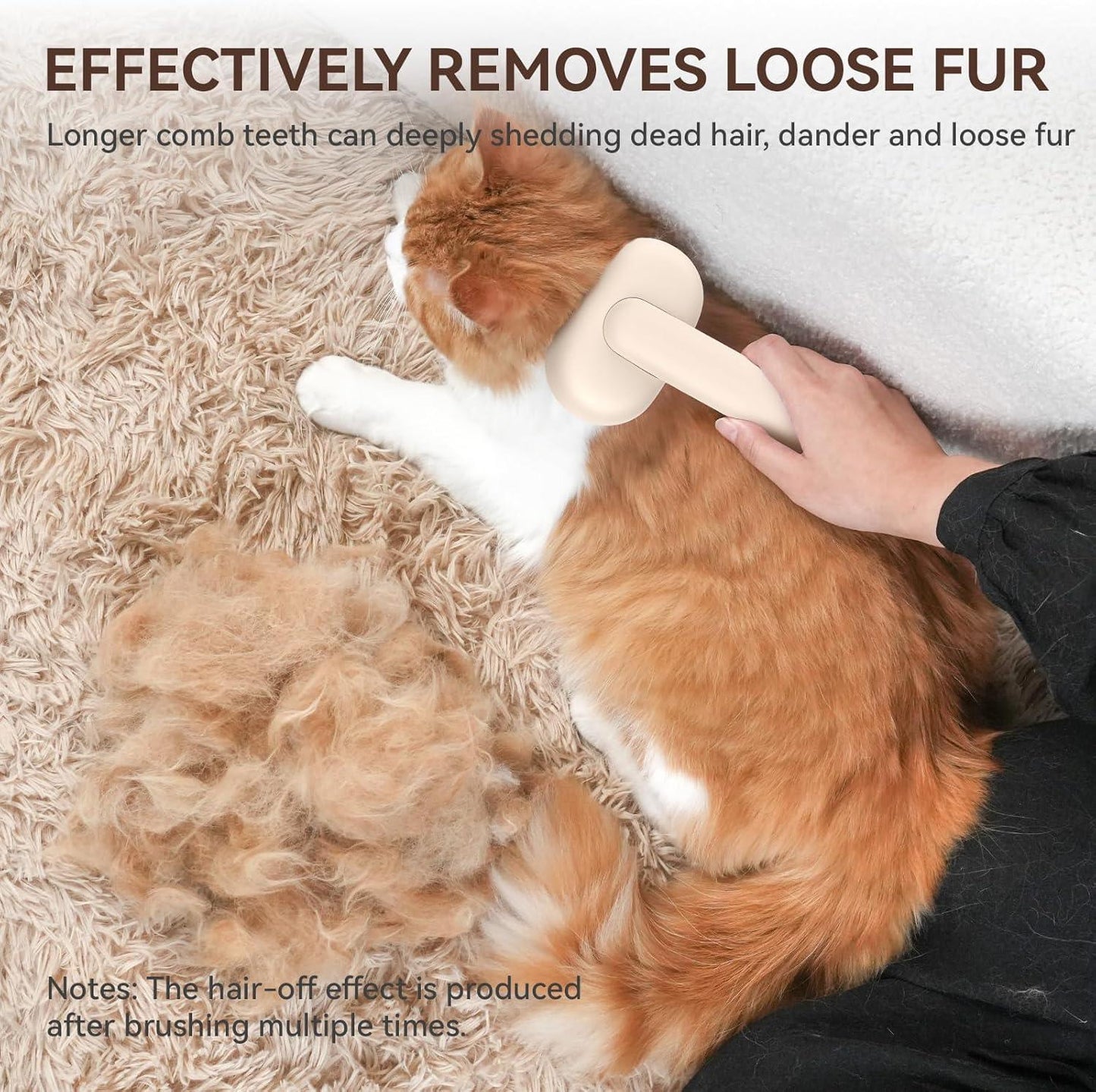 aumuca Cat Brush with Release Button, Cat Grooming Brush for Long or Short Haired Cats, Cat Hair Brush for Shedding Cat Comb for Pets Removing Loose Fur and Massage, White - Comfort Style