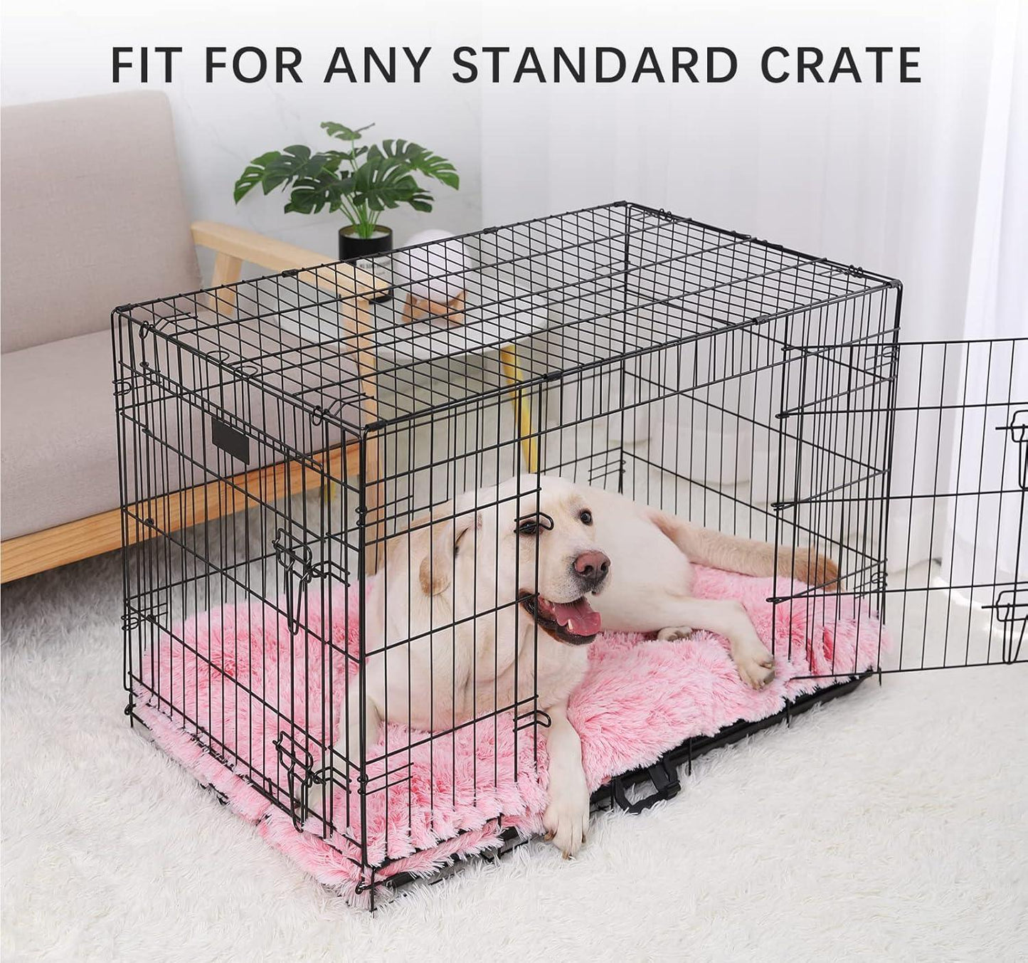 Jaspuriea Large Dog Bed Washable Dog Crate Mattress Calming Fluffy Anti Anxiety Dog Beds Deluxe Plush Dog Mat with Anti-Slip Bottom,90x60x8cm - Comfort Style