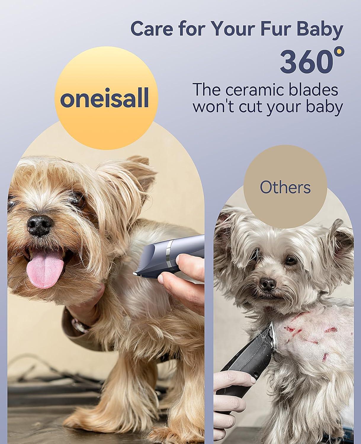 oneisall Dog Cat Grooming Kit 4 in 1 Cordless, Quite Dog Paw Trimmer for All/Sensitive Areas, Dog Trimmer for Grooming, Pet Clippers for Small Dogs/Cats/Rabbits/pet Mouse - Comfort Style